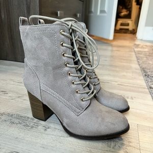 Grey lace up boots